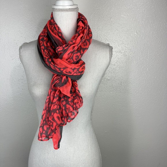 J Francis Scarf Orange Grey Animal Print Accessories Shawl Neck Warmer - Picture 11 of 11